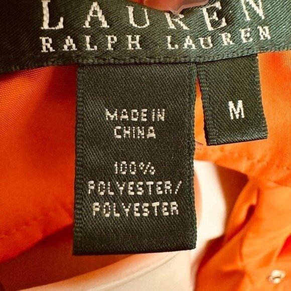 Lauren by Ralph Lauren Autum Orange Hooded Rain/Windbreaker Light Jacket Sz M - Picture 8 of 9